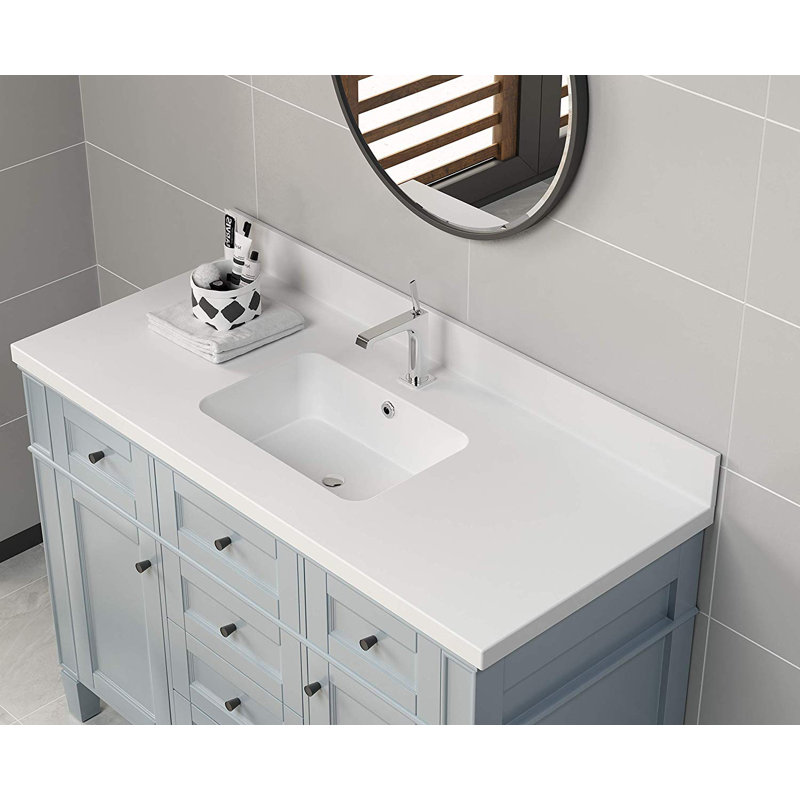 Dyconn Faucet 51" Single Bathroom Vanity Top in White with Sink ...